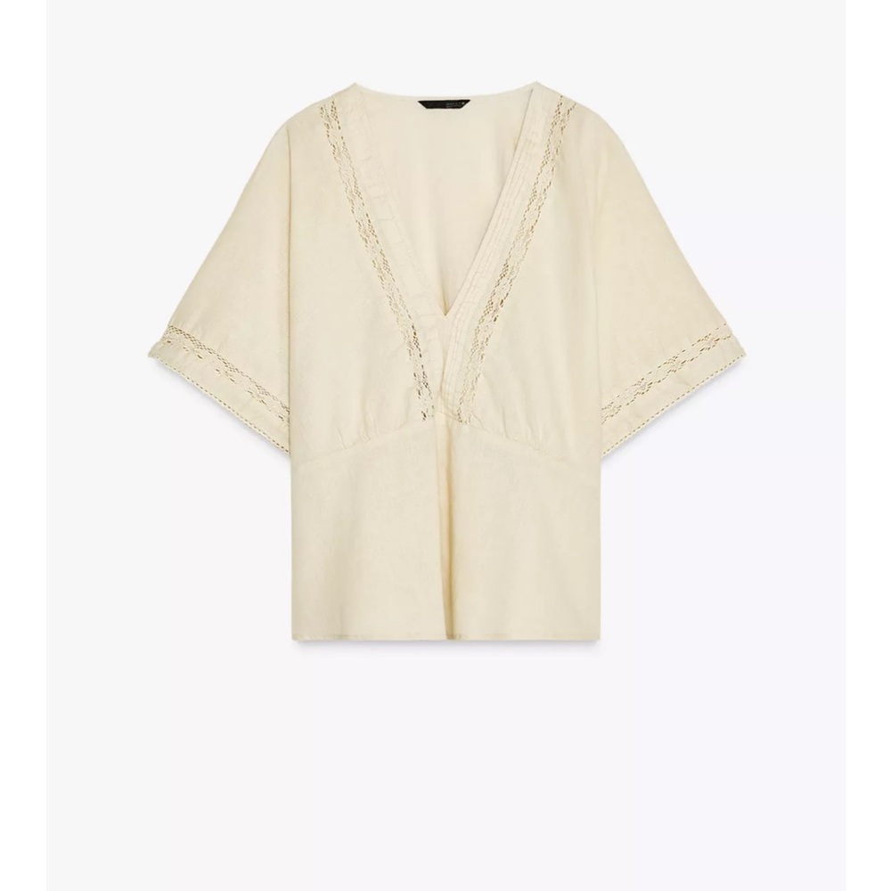 Zara Linen Cream Women's Top